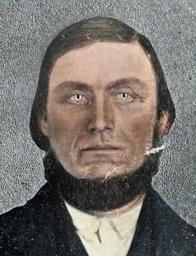 Restored and colorized (AI-assisted); faces are the original photo, colours are a best guess. James Daniel 'Doc' Bowles (Earl's 3rd great-grandfather).