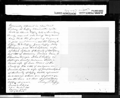 Page 02679 of Alabama, U.S., Wills and Probate Records — Montgomery Co. estate case file, Caffey, Charles (Ancestry record 3383818, image 007652336_02679) · **S663**, 11 March 1868