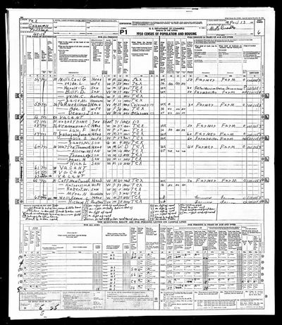 David E. and Katheryn A. Coffman — 1950 U.S. census, Trickham, Coleman Co., Texas