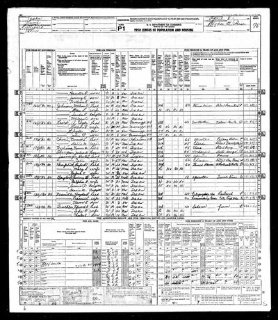 1950 United States Federal Census (Ancestry record 189044857) · **S243** — page sh. 75
