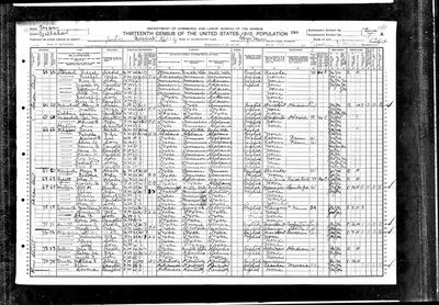 Ancestry coll. 7884 (1910 United States Federal Census), record 27738158, image 4449748_01049, Justice Precinct No. 5, Clyde Town, dwelling/family 74, lines 47-49 · full resolution 4295 x 2980 px, 54/54 DeepZoom tiles — page sheet A