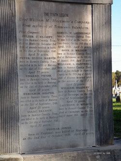 Tennessee Volunteers memorial plaque — Capt. William H. Blackstone's Company, 1st Tennessee