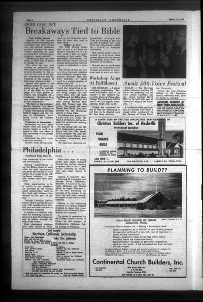 Page 4 of Christian Chronicle (Austin, Tex.), 15 March 1968