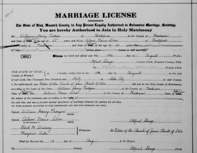 Utah, County Marriages, 1871-1941 (FamilySearch coll. 1803977) — Wasatch Co. Marriage License Record E, certificate 2915 — page 203