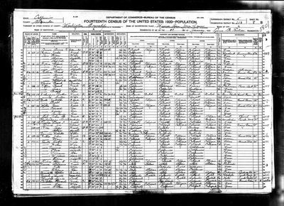 Page dwelling 131 / family 132, lines 59-63 of 1920 United States Federal Census - Mission San Jose Town, Washington Township, Alameda County, California; S.D. 5, E.D. 213, Sheet 8 B, lines 59-63, dwelling 131, family 132; enumerated 17 January 1920 (Ancestry coll. 6061, record 3289996; image 4293692-00489) - full resolution 4000 x 2896 px, DeepZoom level 12, 48/48 tiles, 1 January 1920