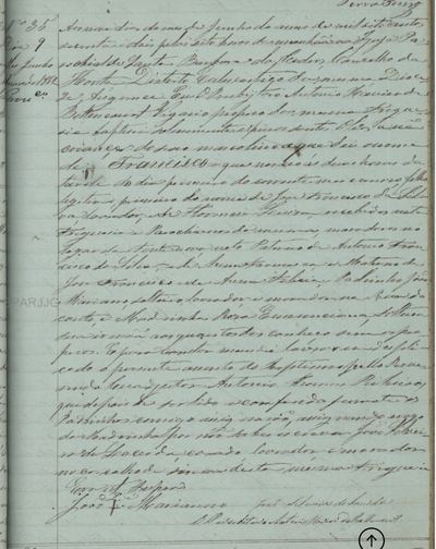 Baptism of Francisco, 9 June 1862 — Santa Bárbara, Horta, Faial, 9 June 1862