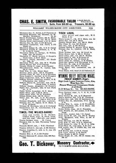 Page p. 259 of Williams' Wilkes-Barre City Directory, 1900, p. 259 (Ancestry coll. 2469, record 156790457, image 2698300) · **S178**